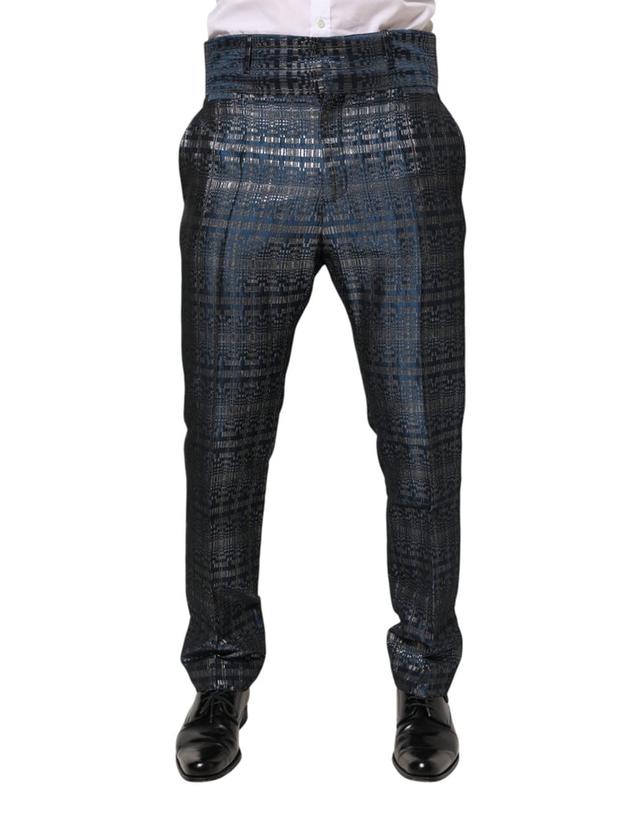 Pantalon moulant pour homme Dolce & Gabbana en soie brillante bleu argenté