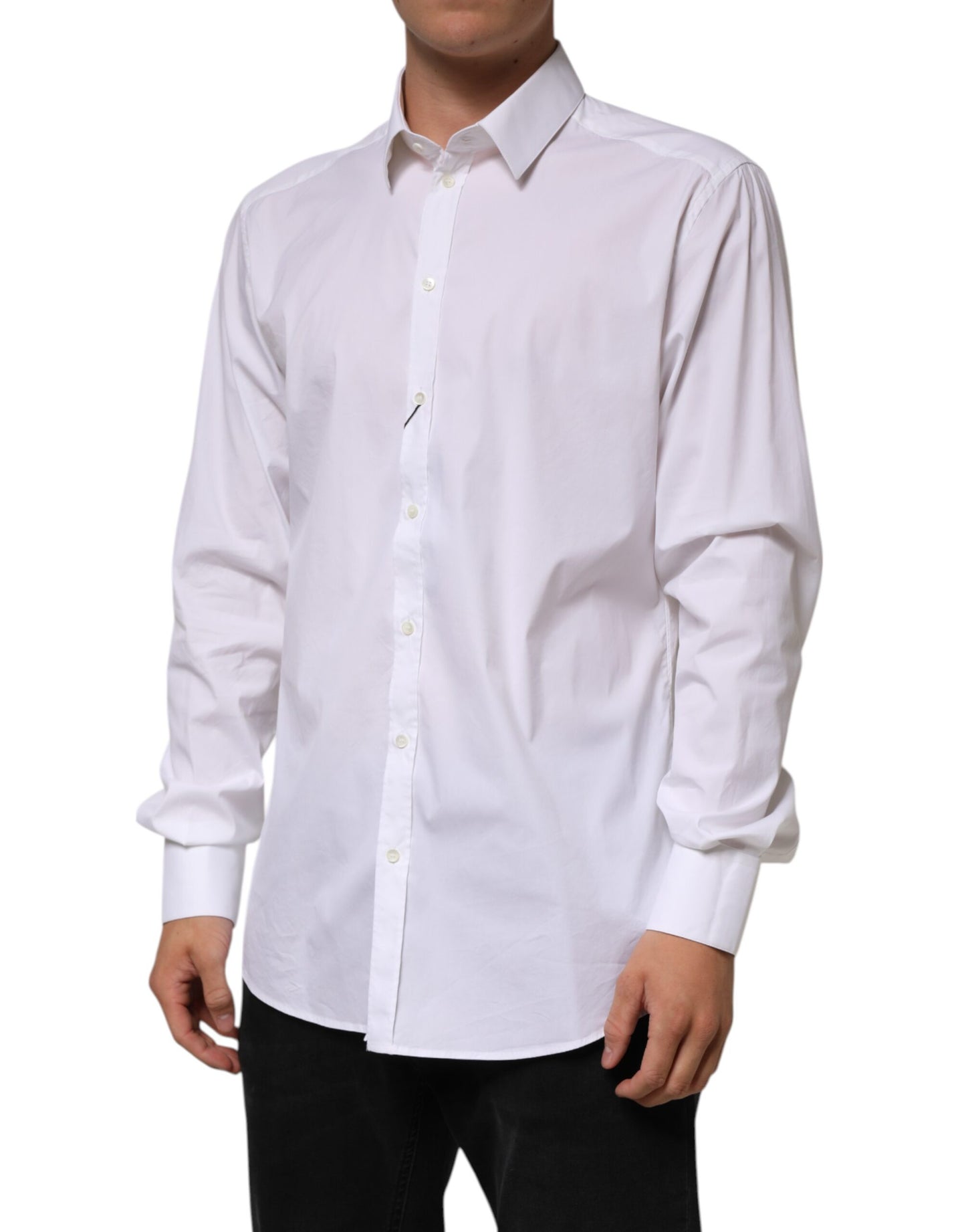 Chemise habillée Dolce & Gabbana GOLD en coton blanc à manches longues