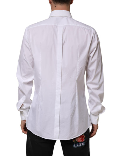 Chemise habillée Dolce & Gabbana GOLD en coton blanc à manches longues