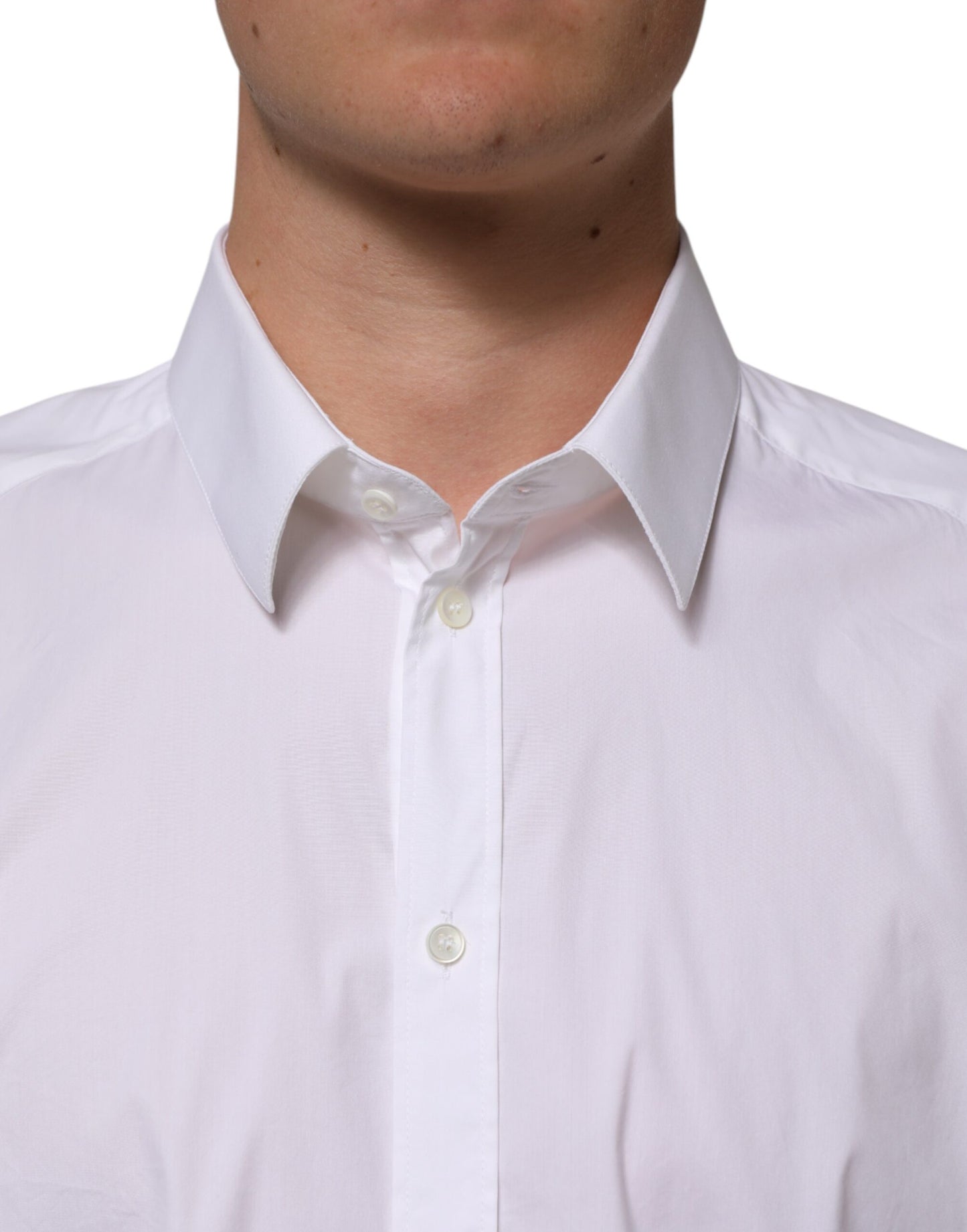 Chemise habillée Dolce & Gabbana GOLD en coton blanc à manches longues