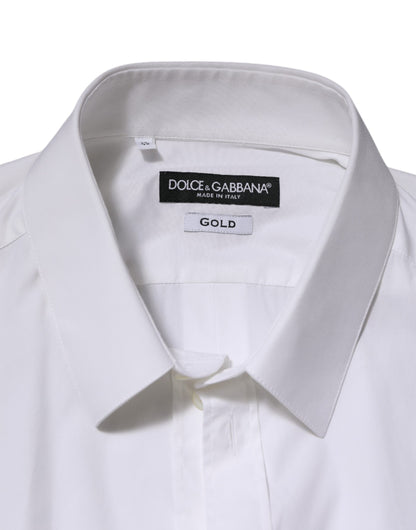 Chemise habillée Dolce & Gabbana GOLD en coton blanc à manches longues