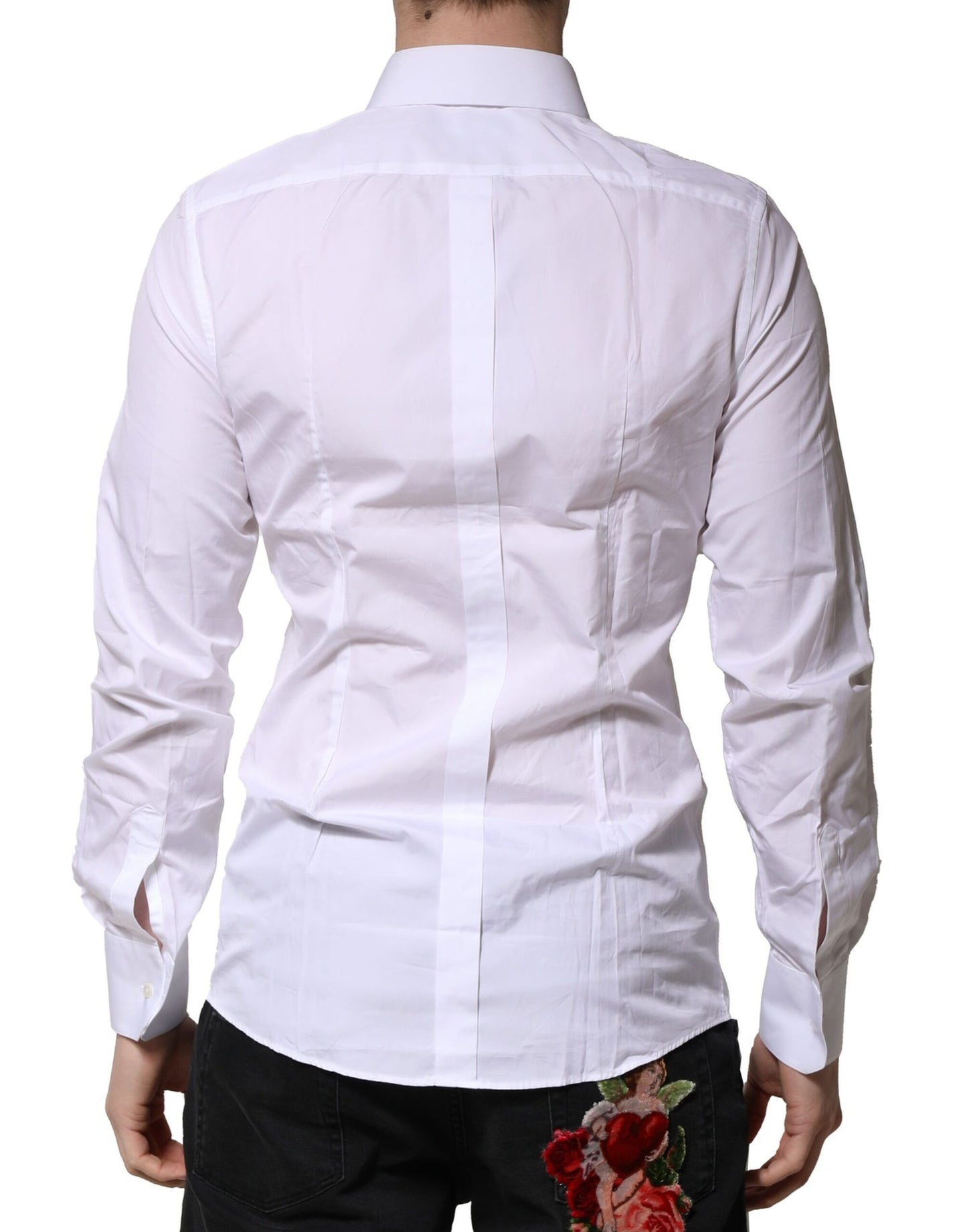 Camisa formal de manga larga Dolce & Gabbana de algodón blanco GOLD