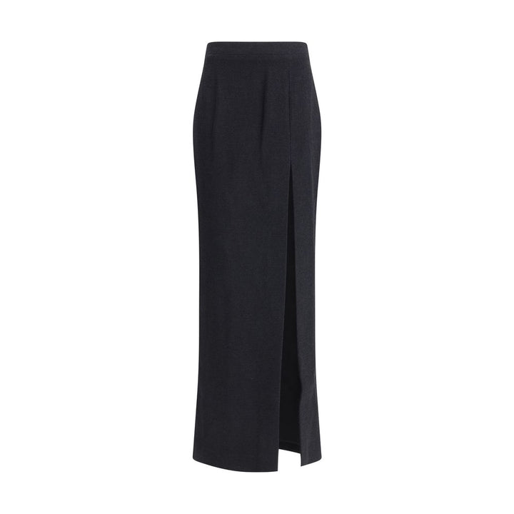 Alessandra Rich Black Wool Long Skirt