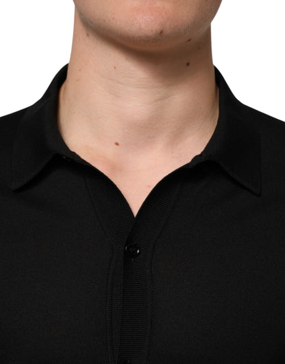 Suéter ligero de seda negro con botones Dolce & Gabbana