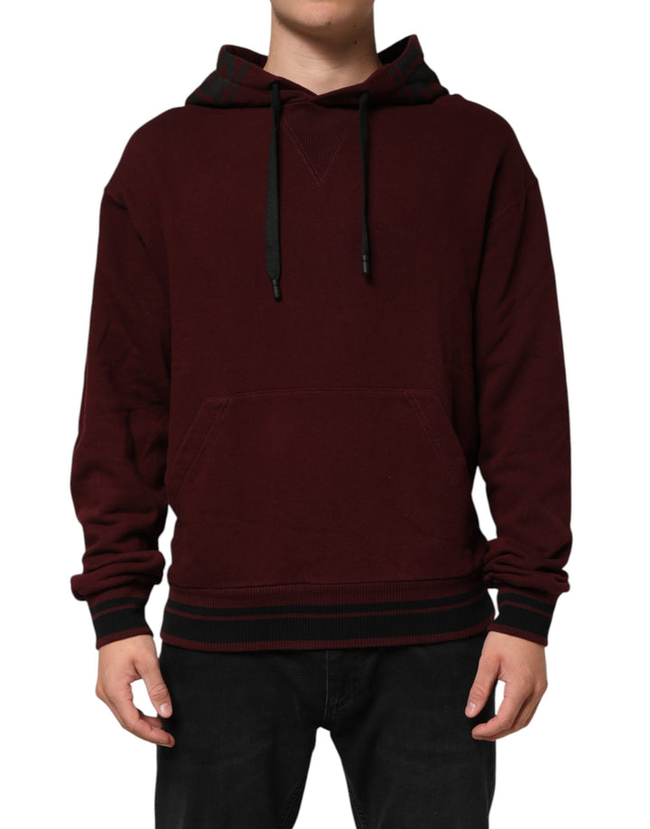 Sweat à capuche pour homme Dolce & Gabbana en coton bordeaux à doublure écossaise