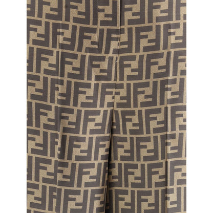 Pantalones casuales de seda marrón Fendi