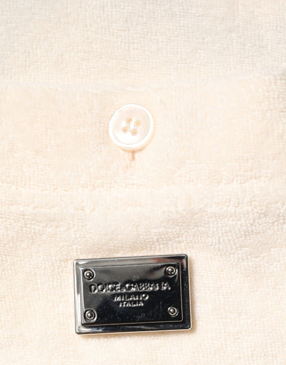 Dolce & Gabbana Ivory Cotton Terry Logo Pocket Polo T-shirt