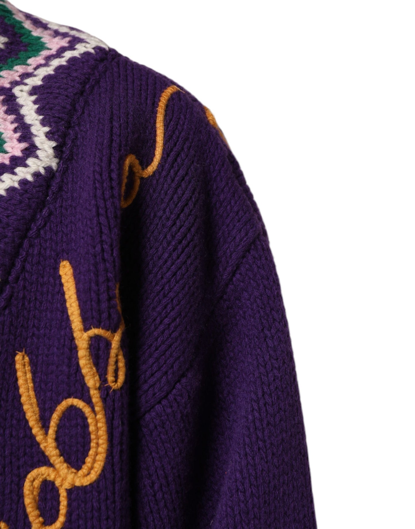 Suéter con diseño de punto de lana morada con logo DG de Dolce & Gabbana para hombre