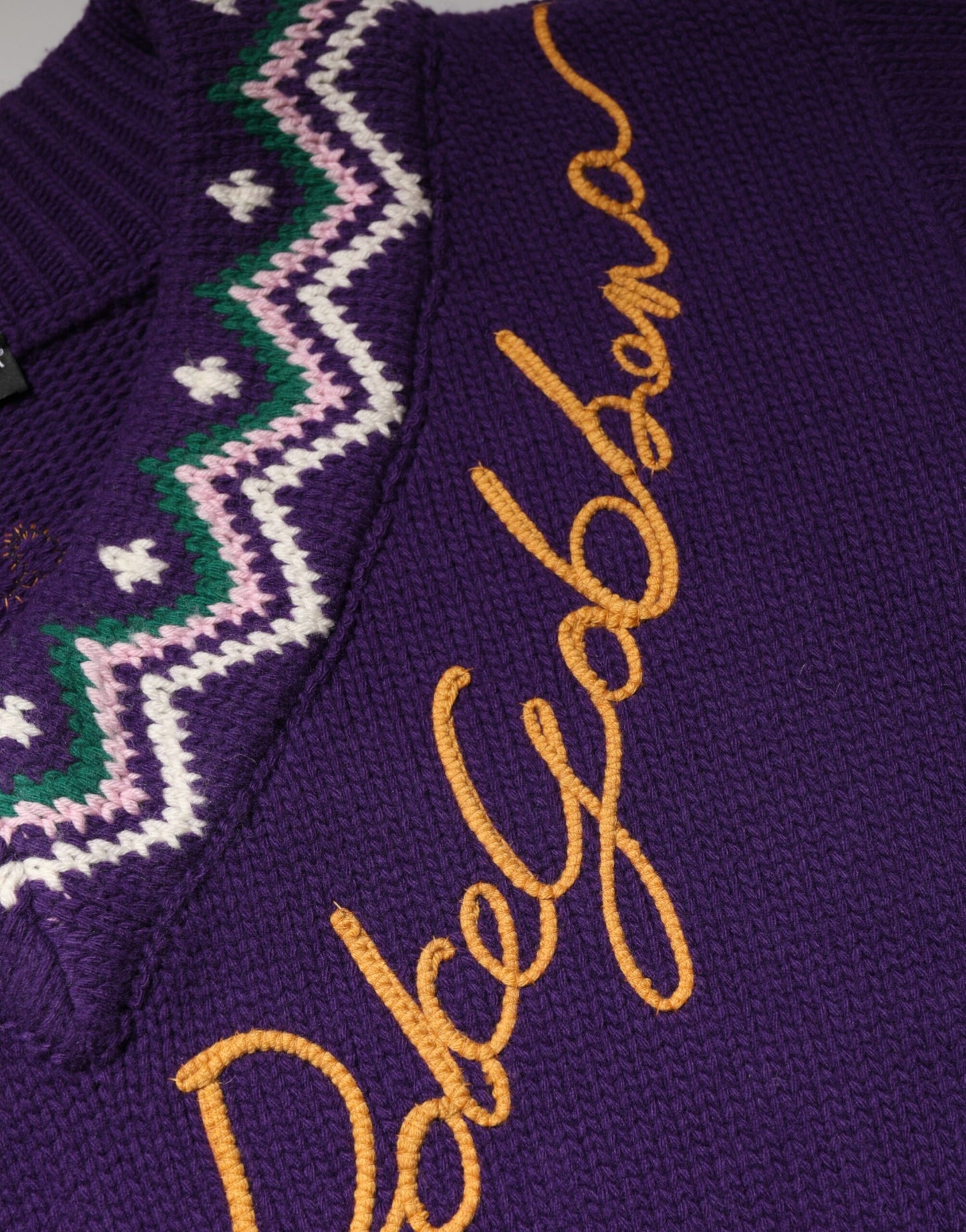 Suéter con diseño de punto de lana morada con logo DG de Dolce & Gabbana para hombre