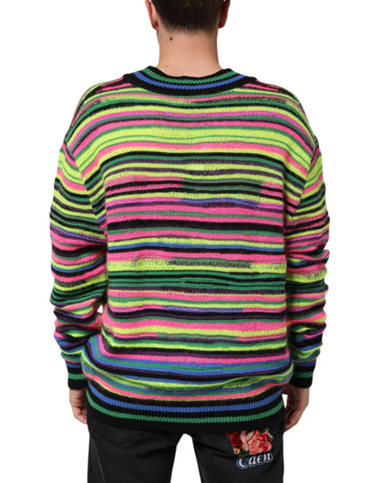 Suéter Dolce & Gabbana de Punto con Cuello en V y Logotipo DG Multicolor