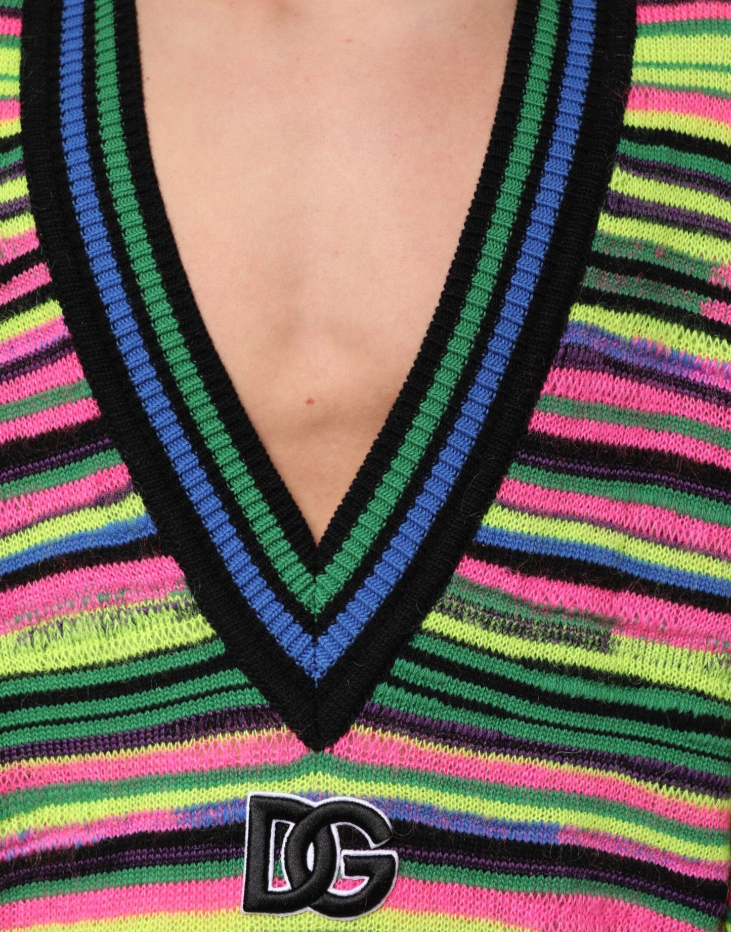 Suéter Dolce & Gabbana de Punto con Cuello en V y Logotipo DG Multicolor