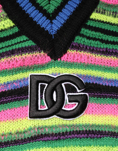 Suéter Dolce & Gabbana de Punto con Cuello en V y Logotipo DG Multicolor