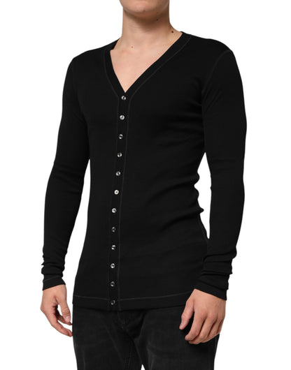 Gilet cardigan Dolce & Gabbana en coton noir boutonné pour homme
