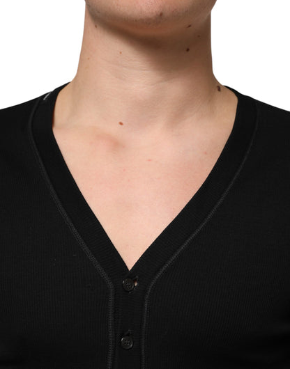 Gilet cardigan Dolce & Gabbana en coton noir boutonné pour homme