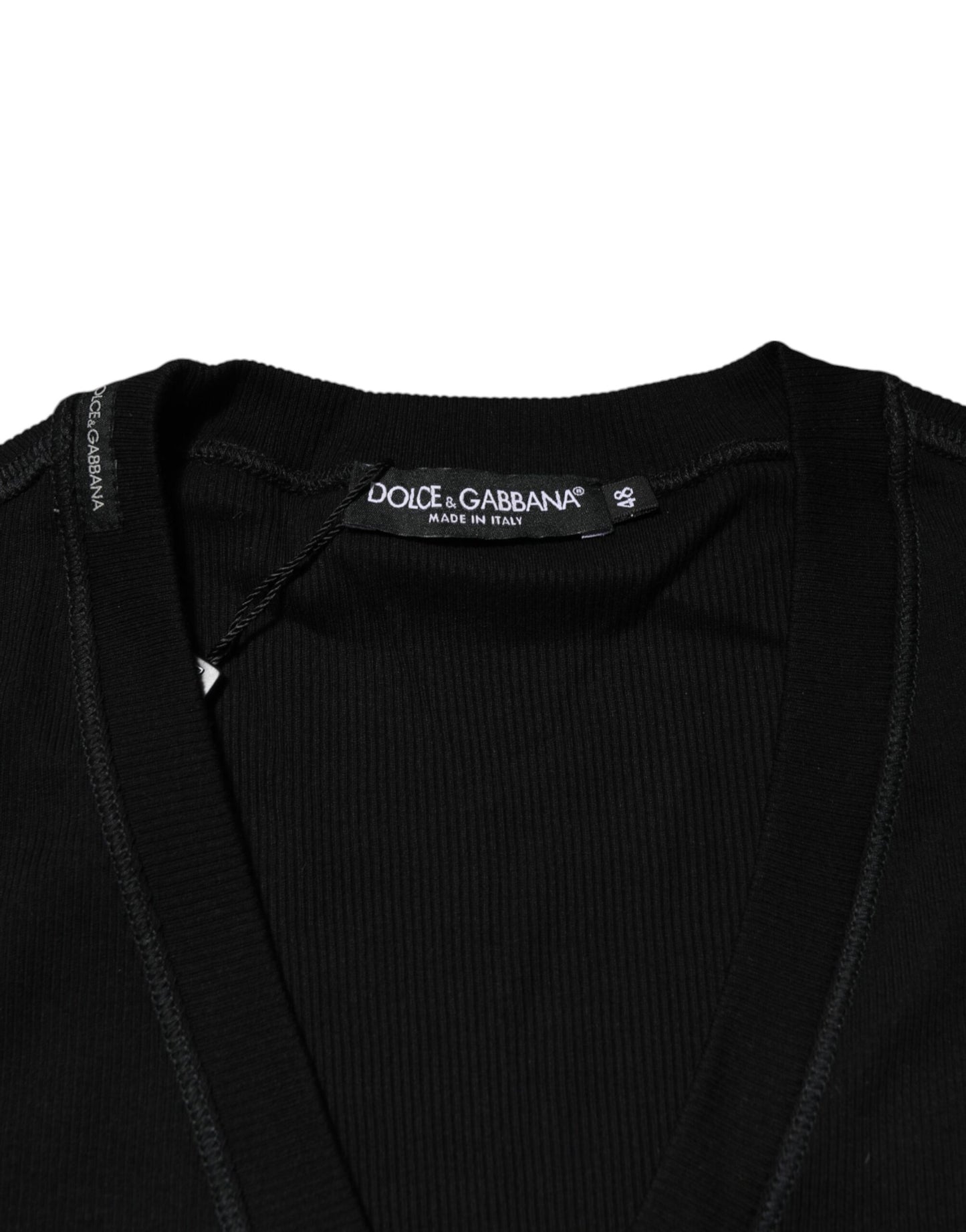 Gilet cardigan Dolce & Gabbana en coton noir boutonné pour homme