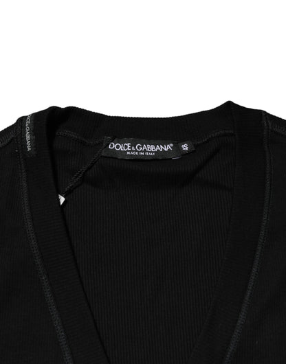 Gilet cardigan Dolce & Gabbana en coton noir boutonné pour homme