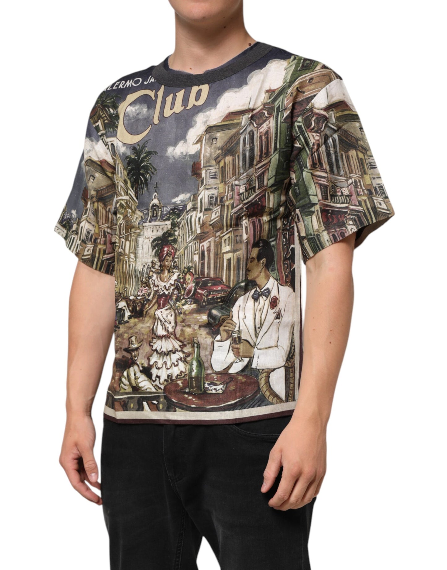T-shirt homme Dolce & Gabbana Palermo Jazz Club col rond en lin