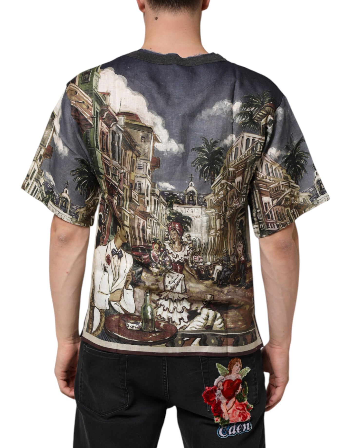 T-shirt homme Dolce & Gabbana Palermo Jazz Club col rond en lin