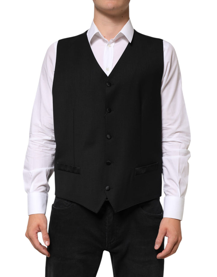 Chaleco de lana negro formal para hombre Dolce & Gabbana
