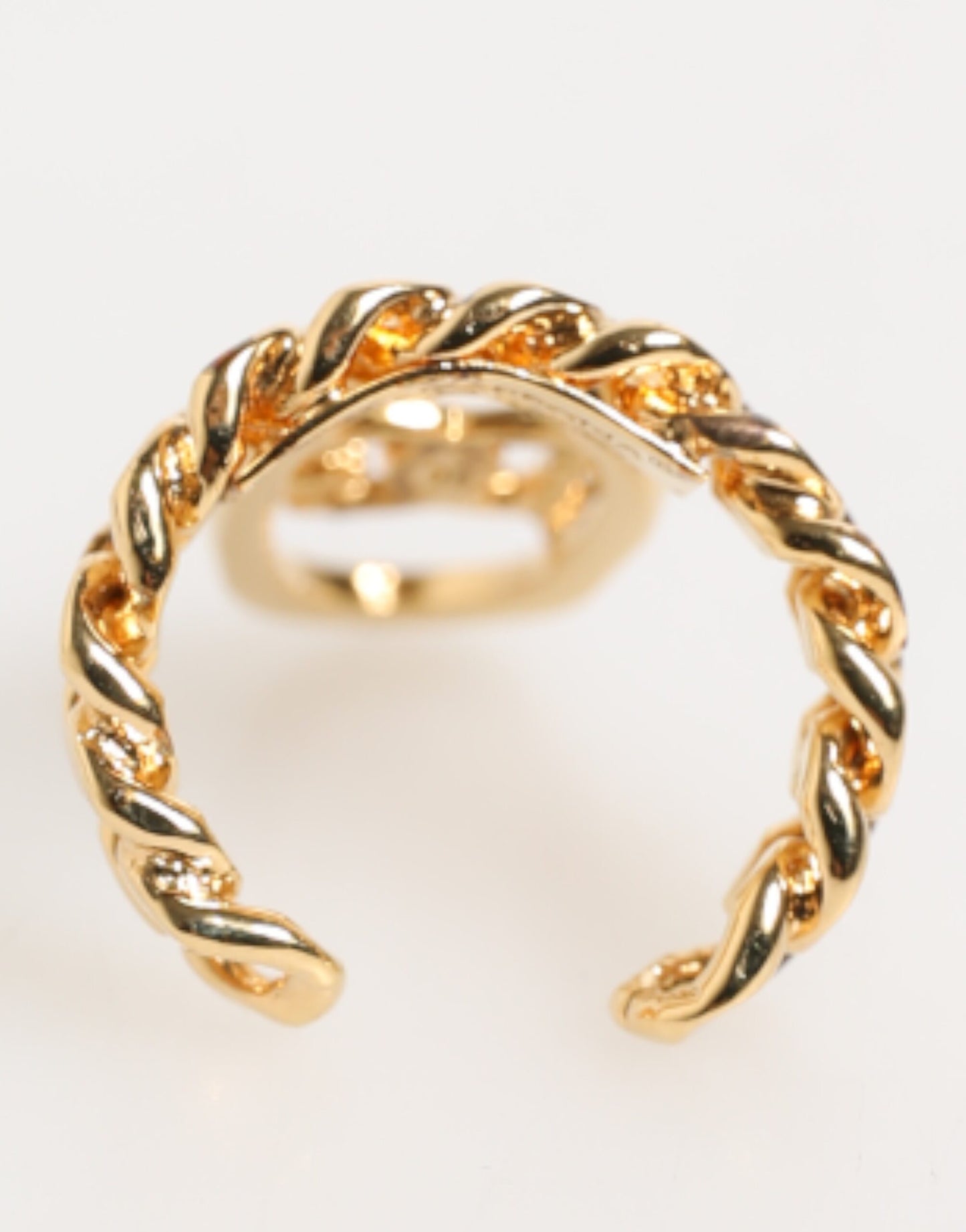 Anillo ajustable de cadena con logo ovalado DG de latón dorado Dolce & Gabbana
