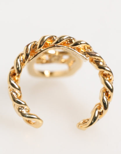 Anillo ajustable de cadena con logo ovalado DG de latón dorado Dolce & Gabbana