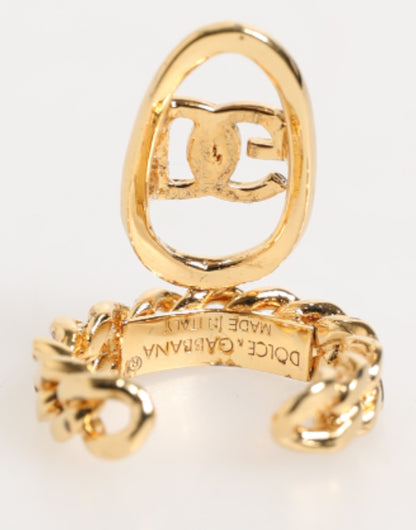 Anillo ajustable de cadena con logo ovalado DG de latón dorado Dolce & Gabbana