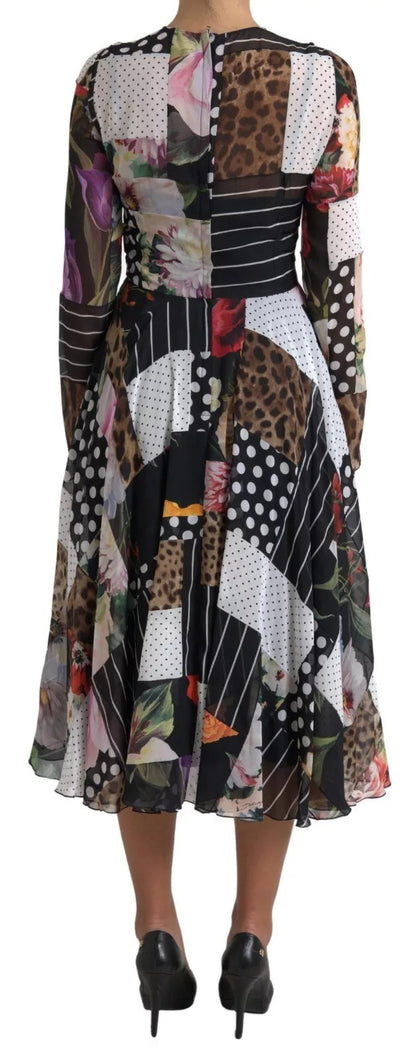 Robe Dolce & Gabbana multicolore à imprimé fleuri et léopard en patchwork