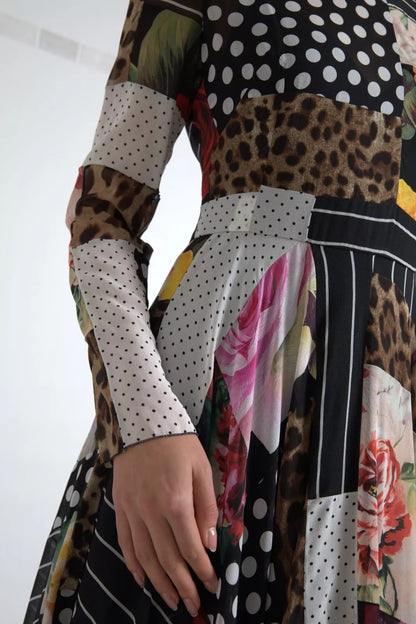 Robe Dolce & Gabbana multicolore à imprimé fleuri et léopard en patchwork
