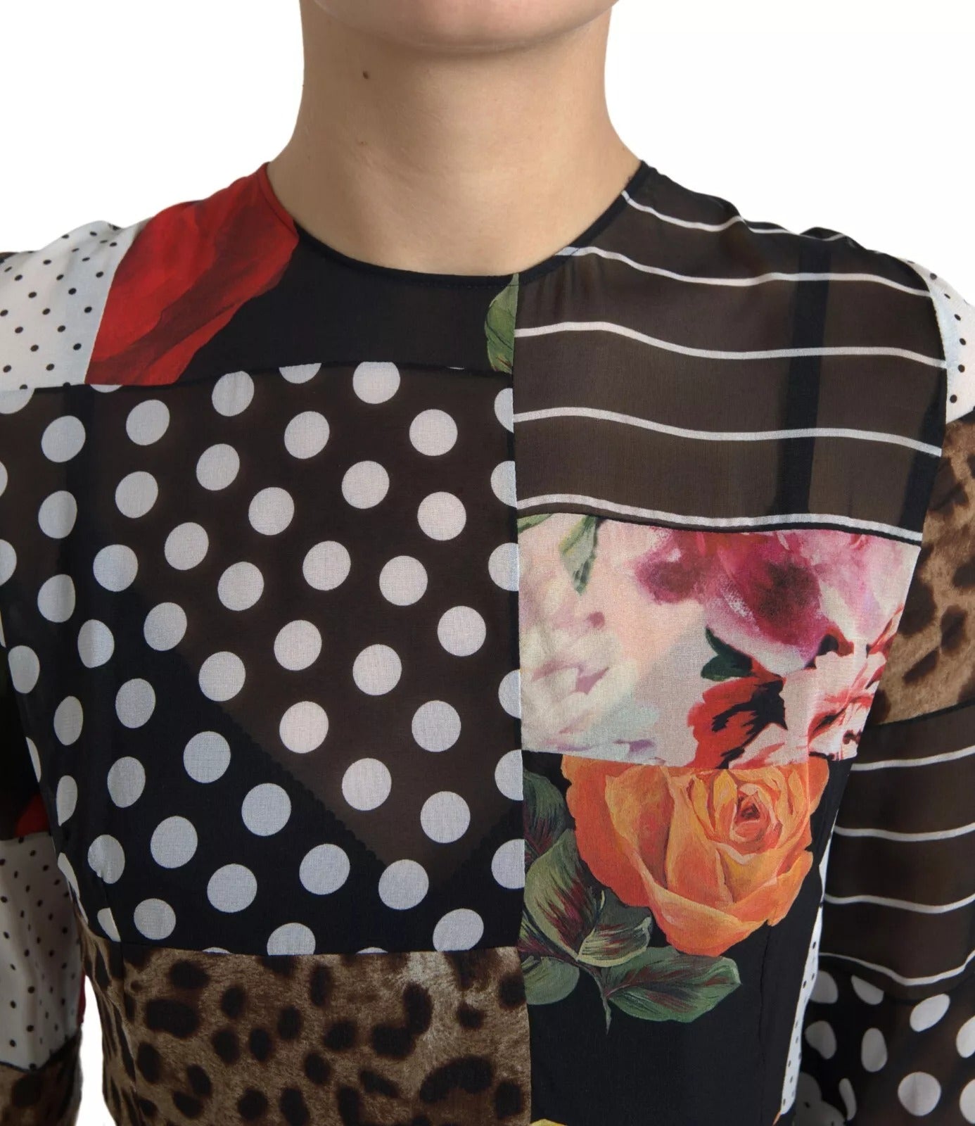 Robe Dolce & Gabbana multicolore à imprimé fleuri et léopard en patchwork