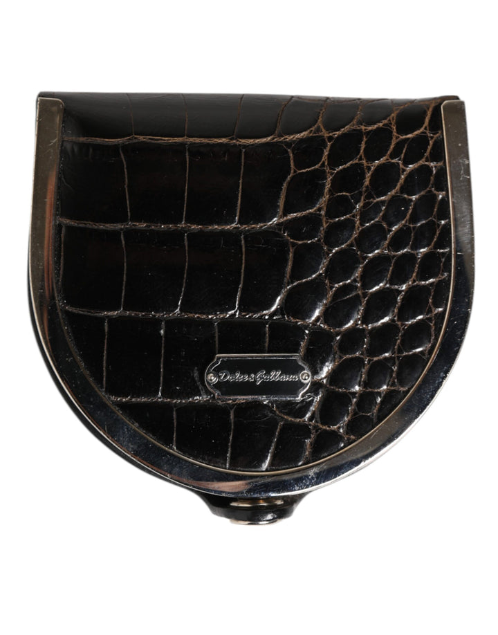 Monedero-cartera de hombre Dolce & Gabbana de piel de cocodrilo pulida negra