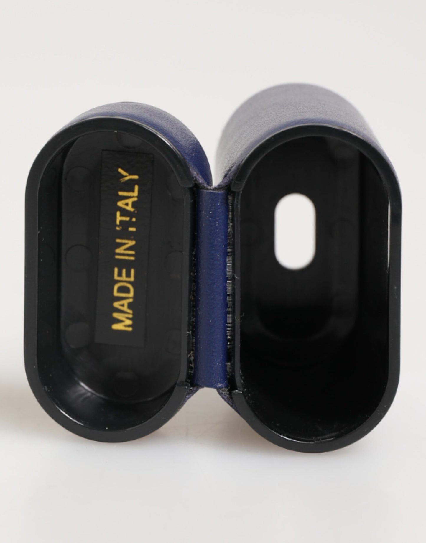 Estuche para Airpods de hombre Dolce & Gabbana de cuero azul con logo estampado