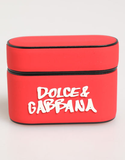 Étui Airpods Dolce & Gabbana Homme Rouge en PVC Gaufré Logo DG