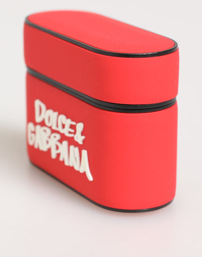 Étui Airpods Dolce & Gabbana Homme Rouge en PVC Gaufré Logo DG