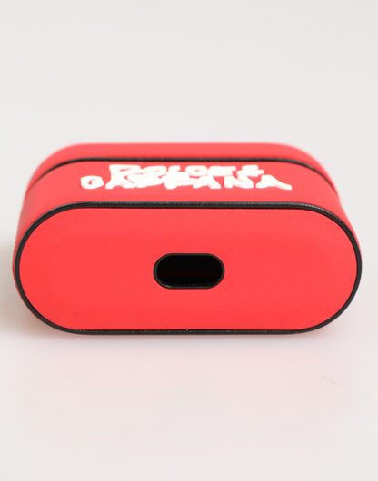 Étui Airpods Dolce & Gabbana Homme Rouge en PVC Gaufré Logo DG