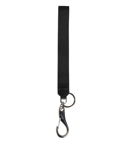Dolce & Gabbana Black Burgundy Nylon DG Logo Crown Holder Keychain Keyring