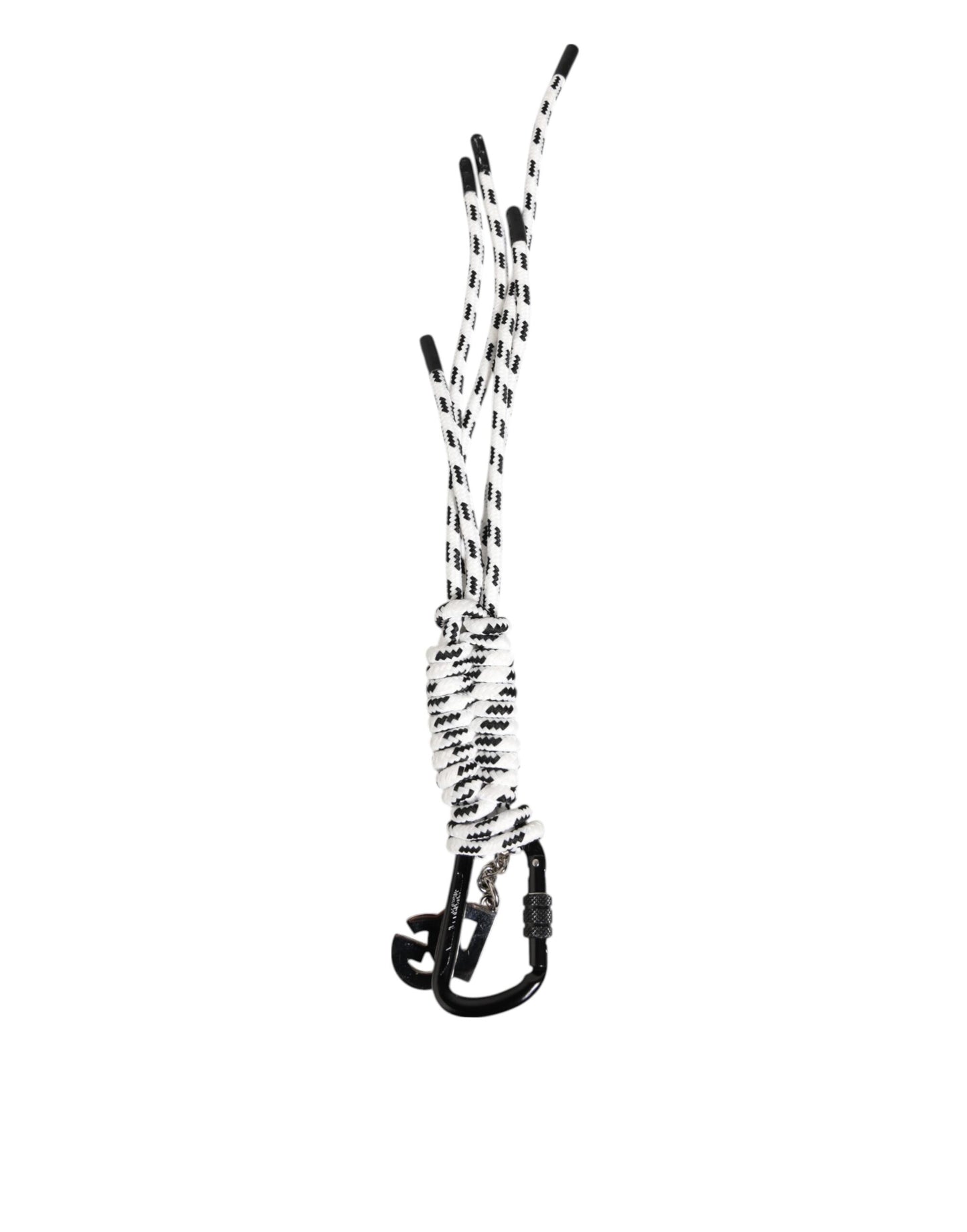 Dolce & Gabbana Llavero Negro Blanco Poliéster Cinta Cordón Logo DG