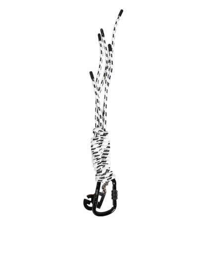 Dolce & Gabbana Llavero Negro Blanco Poliéster Cinta Cordón Logo DG