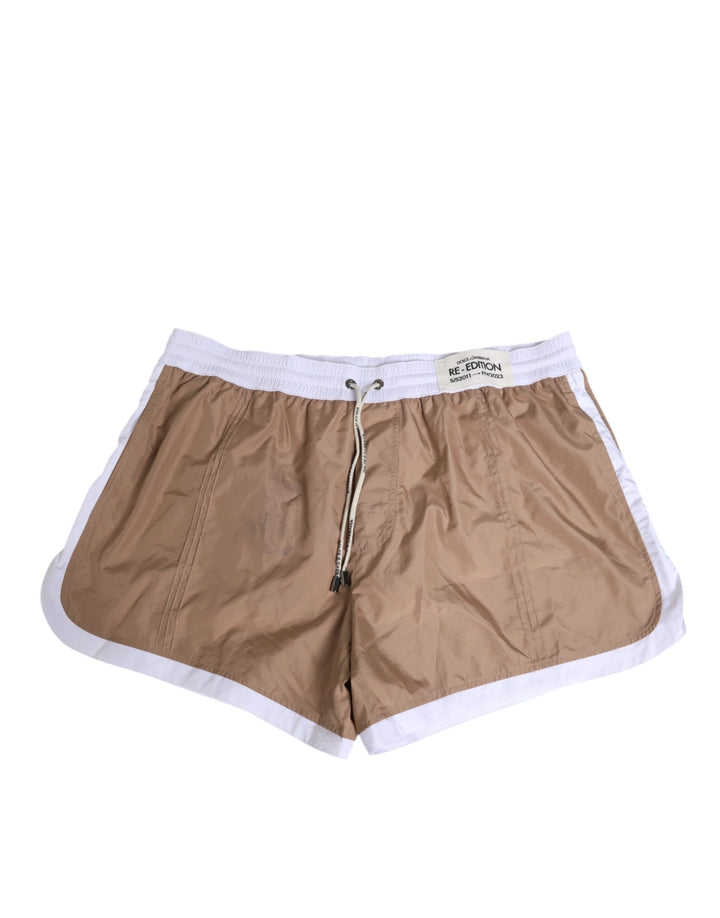 Traje de baño Dolce & Gabbana Shorts Re-Edition de Poliéster Blanco Marrón