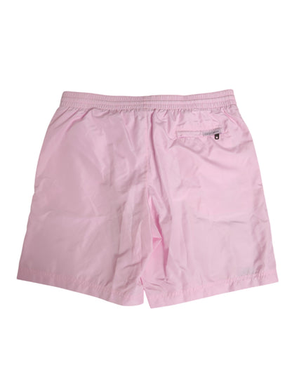 Dolce & Gabbana Pink Nylon Logo Side Stripe Beachwear Men Swimwear