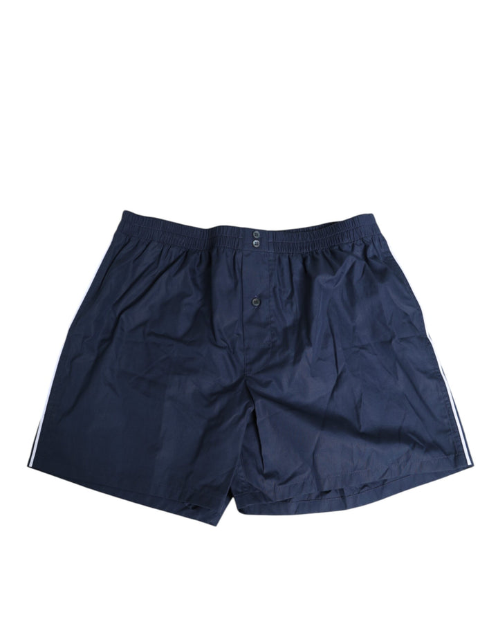 Bañador de algodón azul marino con botones y cintura elástica de Dolce & Gabbana