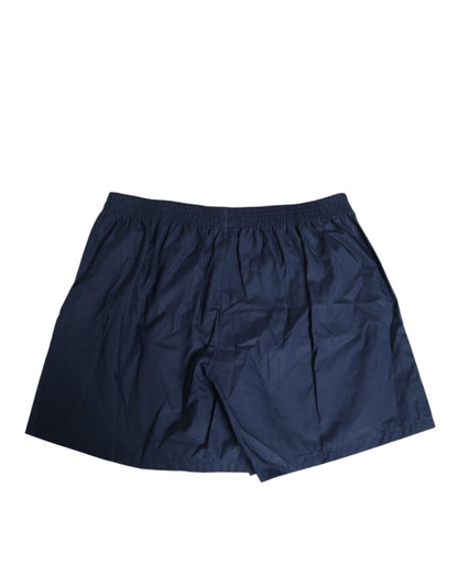 Dolce & Gabbana Navy Blue Cotton Elastic Waistband Button Swimwear