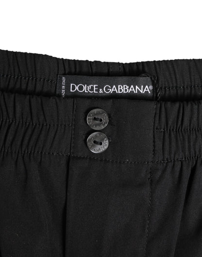 Maillot de bain Dolce & Gabbana en coton noir avec ceinture élastique et boutons