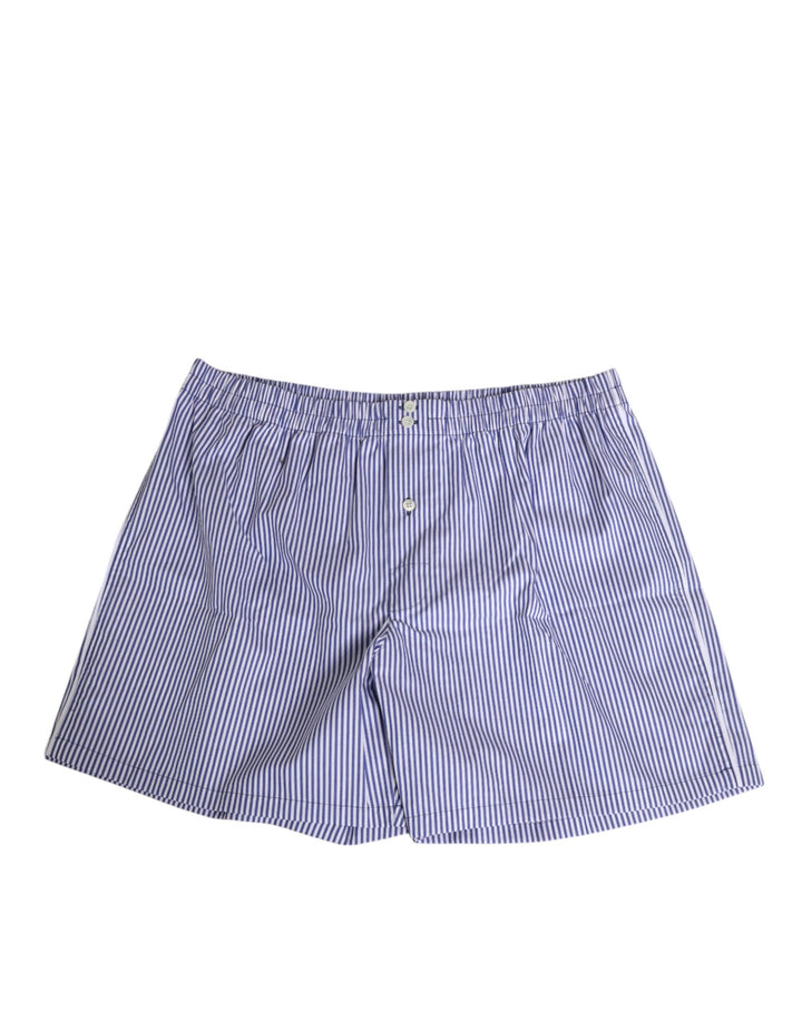 Dolce & Gabbana Shorts de Algodón a Rayas Azules y Blancas con Bragueta de Botones Traje de Baño