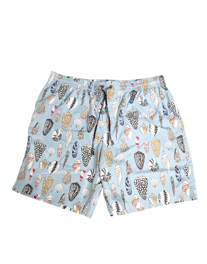 Bañador corto de nailon con estampado de conchas de mar azules para hombre de Dolce & Gabbana