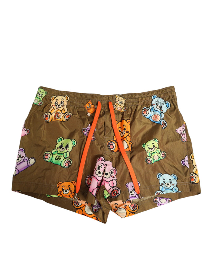 Bañador Corto Multicolor Marrón con Oso Teddy para Hombre Dolce & Gabbana