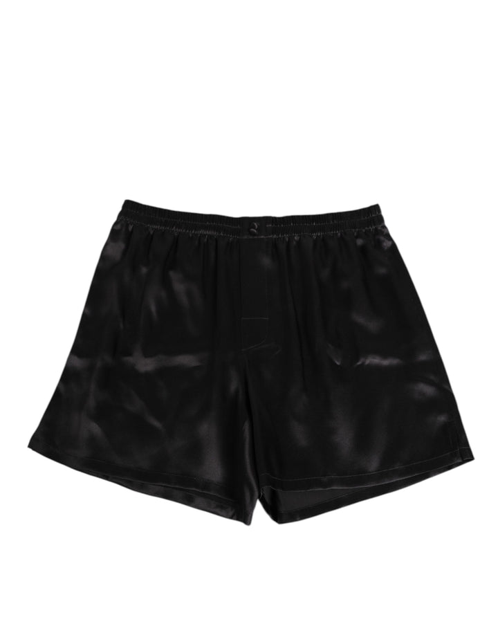Bañador tipo bóxer de seda satinada elástica negro para hombre Dolce & Gabbana