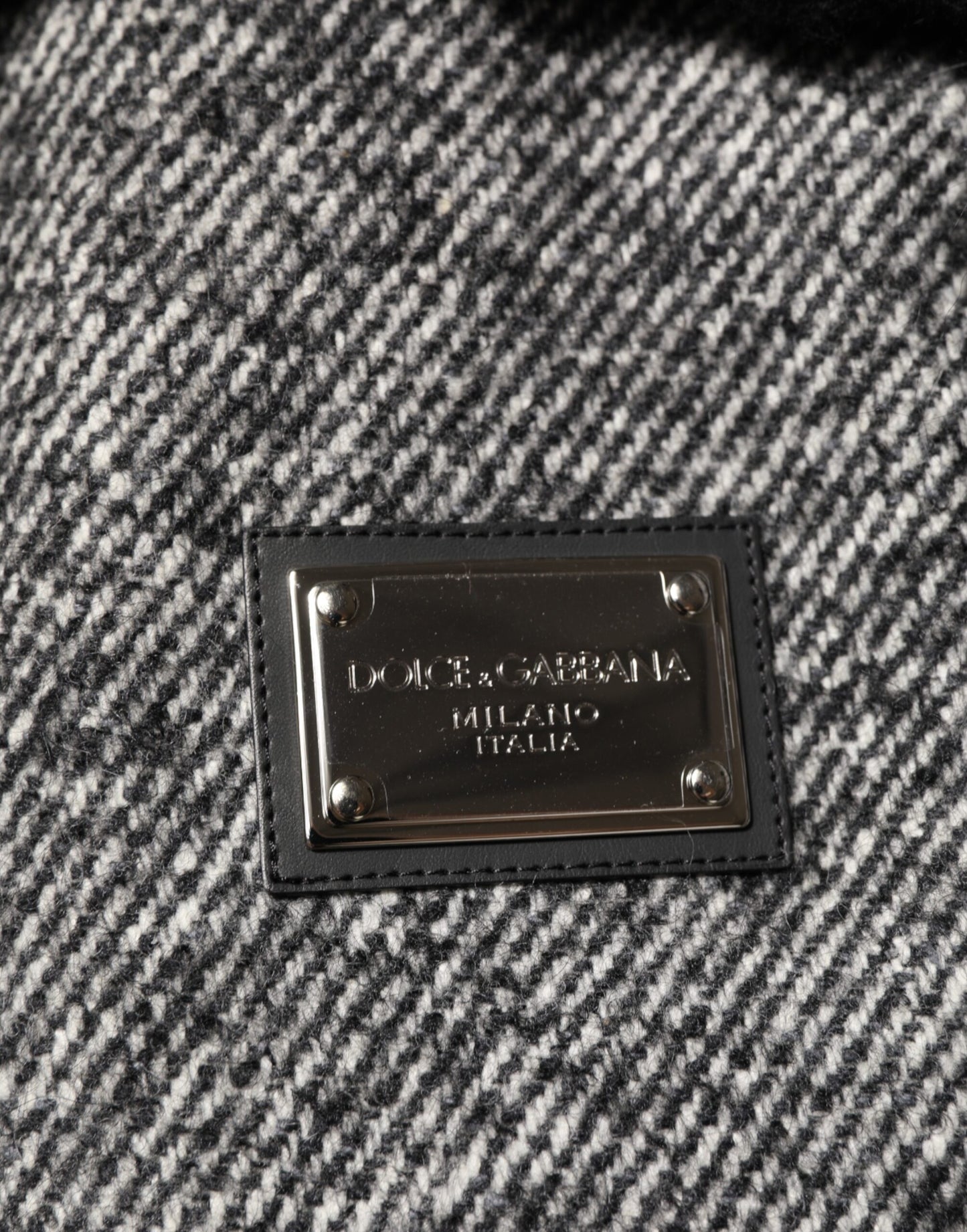 Blouson bombardier Dolce & Gabbana en laine grise à chevrons avec col en peau de mouton retournée