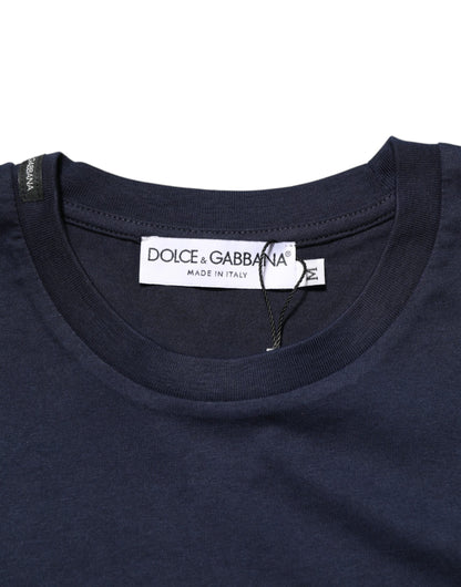 Dolce & Gabbana Dark Blue Cotton DG Logo Print Men’s Top T-shirt
