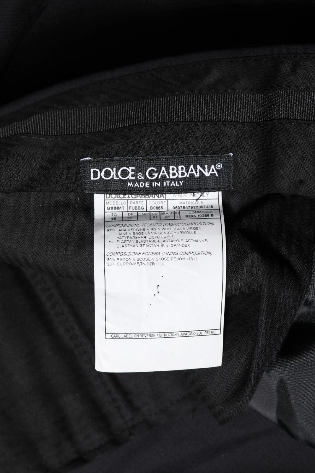 Pantalon de costume Dolce & Gabbana en laine noire pour homme