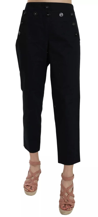 Pantalon court noir Dolce & Gabbana orné de boutons sur le devant